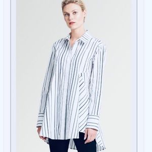 DONNA KAREN BLACK/WHITE TUNIC SHIRT